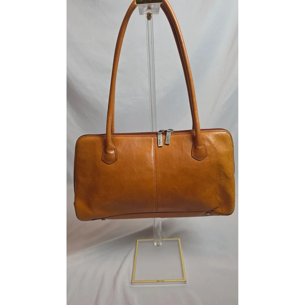 Vintage Hobo International Tan Leather Shoulder Bag Y2K Retro Minimalist Purse
